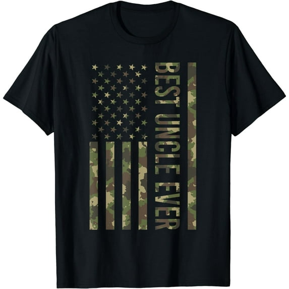 Best Uncle Ever Gifts For Fathers Day American Flag Camo T-Shirt