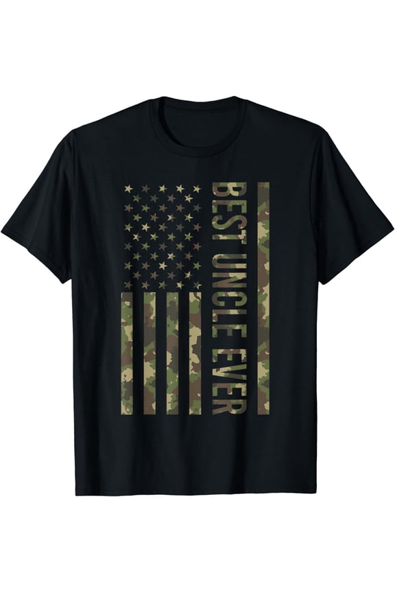 Best Uncle Ever Gifts For Fathers Day American Flag Camo T-Shirt