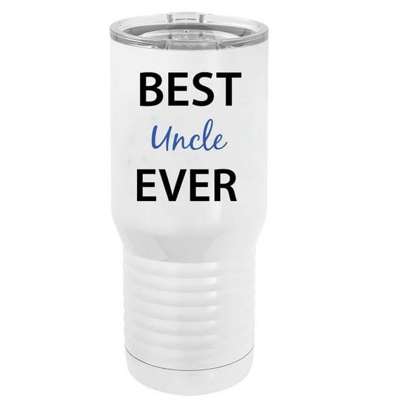 Best Uncle Ever Stainless Steel Vacuum Double-Walled Insulated 20 Oz Tumbler Travel Coffee Mug with Clear Lid, White