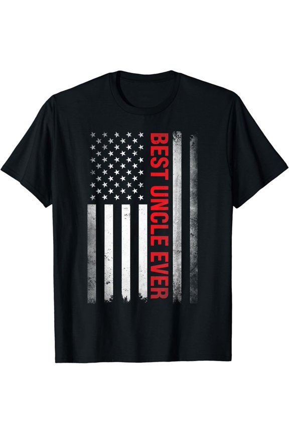 Best Uncle Ever USA Flag Funny Uncle T-Shirt