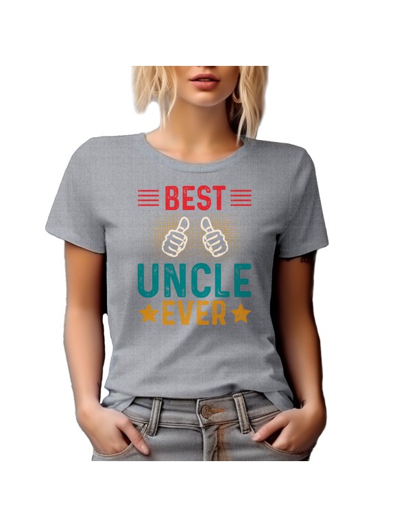 Best Uncle Ever with Two Thumbs, Uncle's Birthday or Appreciation for Uncles, Heather Grey T-Shirt, Small