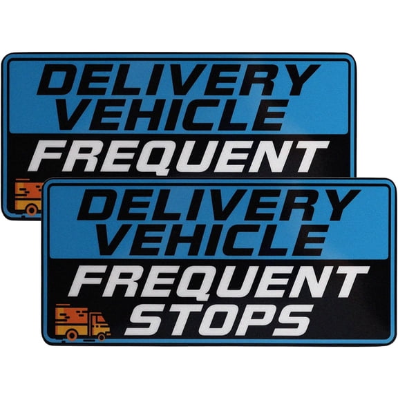 Best Value 2PCS 9x4 Reflective Delivery Driver Car Magnet, Weatherproof Frequent Stops Safety Warning Sign, Blue Vehicle Accessory