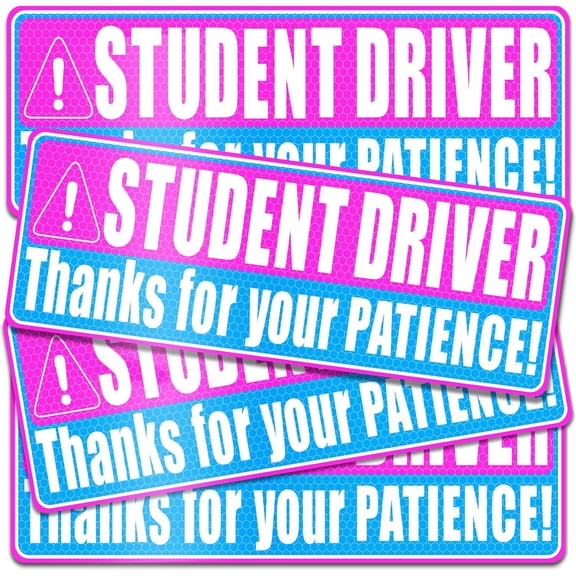 Best Value 4 Pack Cute Reflective Student Driver Car Magnets, Funny Reusable Magnetic Bumper Sign Stickers for Teen New Drivers, Fit All Vehicles