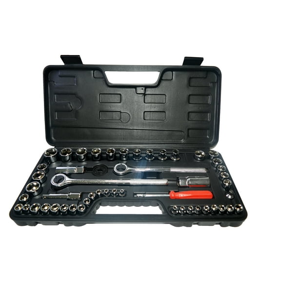 Best Value H0183010 Ratcheting 1/4 3/8 and 1/2 in. SAE Metric Socket with Carrying Case 52-Piece Set