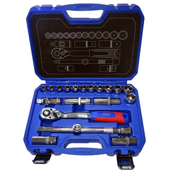 Best Value H0183025 Ratcheting 1/2 in. Drive Metric Socket 6 Point with Carrying Case 21-Piece Set
