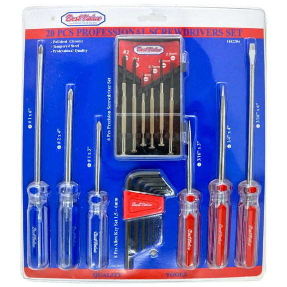 Best Value H42204 Phillip Slotted Screwdriver and Allen Key 20-Piece Set