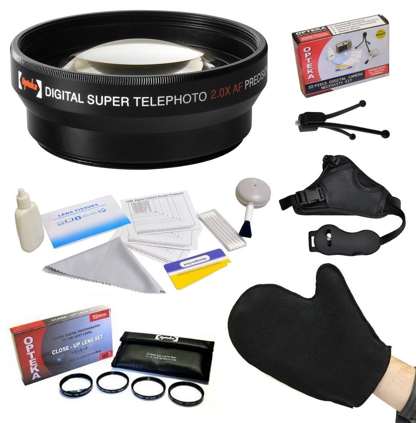 Best Value Kit for Olympus SP-550 SP-570 SP-560 UZ Digital Camera with 2x Lens + Opteka Close-Up Set with Macro Lens + Grip Strap + Microfiber LCD Photo Cleaning Glove + Tube Adapter + Cleaning Kit - image 1 of 6