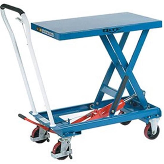 Best Value Mobile Scissor Lift Table, 550 lbs - Single Scissor - 32 x 19 in. Platform - Blue