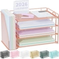 Best Value Rose Gold Desktop Paper File Organizer Rack, Multifunctional ...