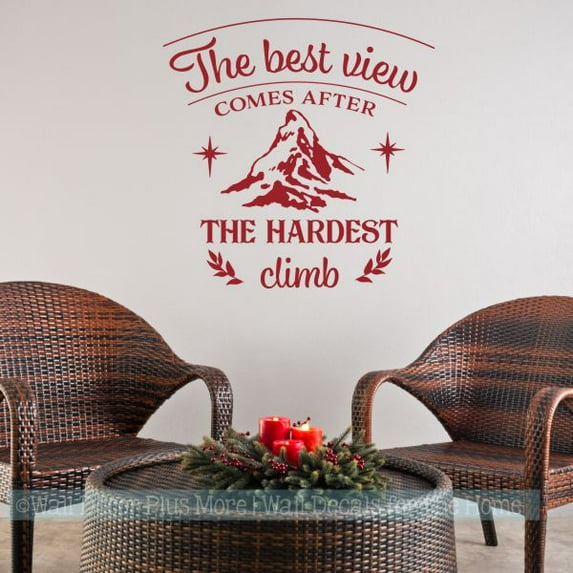 Best View After Hardest Climb RV Travel Quotes Wall Art Decal Stickers 23x23-Inch Red