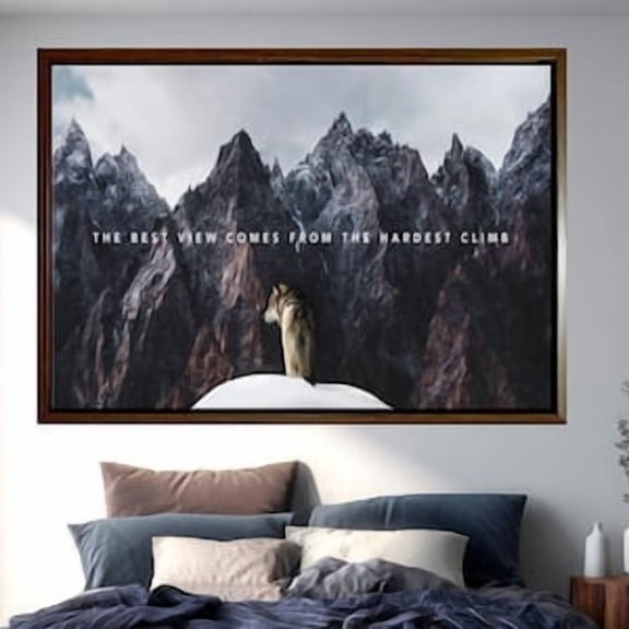 Best View Hardest Climb Wolf Poster, Poster Home Decor, Poster Only