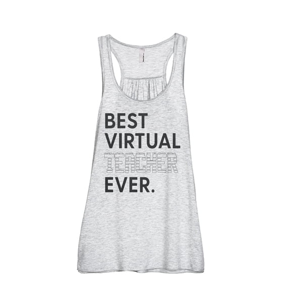 Best Virtual Teacher Ever Women's Fashion Sleeveless Flowy Racerback Workout Yoga Tank Top Sport Grey Large