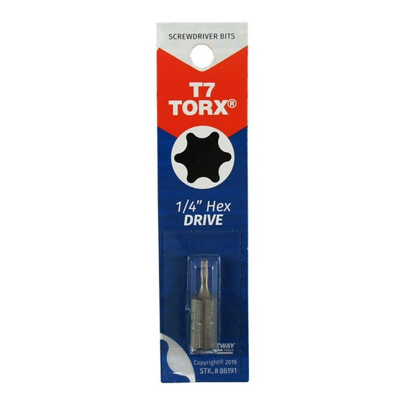 Mayhew Torx Insert Hex Screwdriver Bit T7 - 1/4 Inch Shank, Carbon Steel
