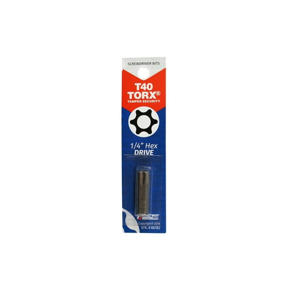 Mayhew T40 Tamperproof Torx Security Screwdriver Bit - Hex Shank - 1 In.