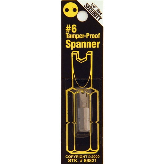 Mayhew Best Way Tools Spanner Security Screwdriver Bit - #6, 1 In, 1/4 In Hex, Steel