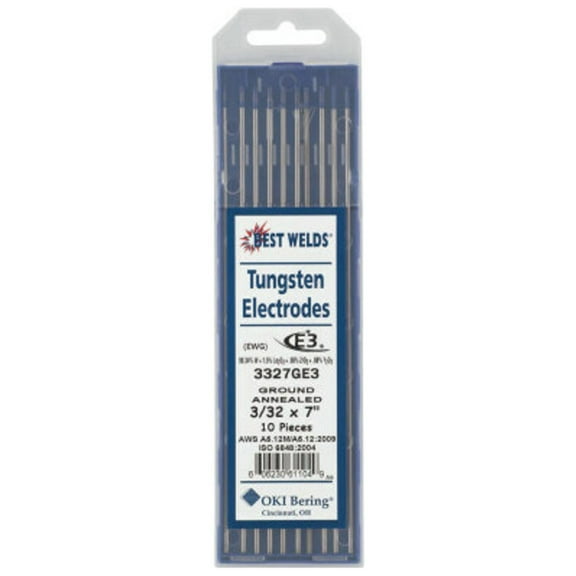 Best Welds E3 Tungsten Electrode, 3/32 in x 7 in, 10 PK
