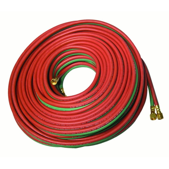 Grade R Twin-Line Welding Hose, 3/16 in x 50 ft, BB Fittings, Acetylene and Oxygen