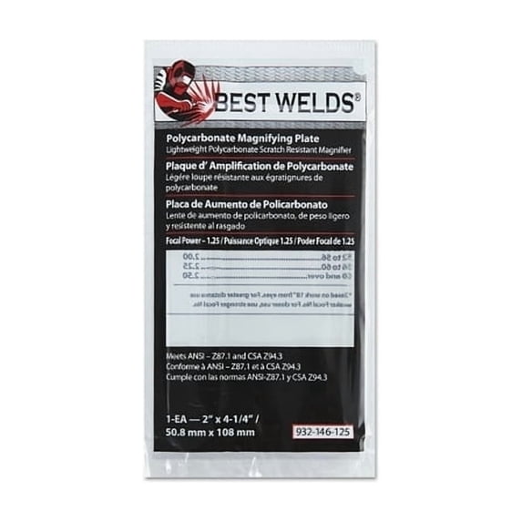 Plastic Magnifier Plate, 2 in x 4-1/4 in, 1.25 Diopter, Polycarbonate, Clear