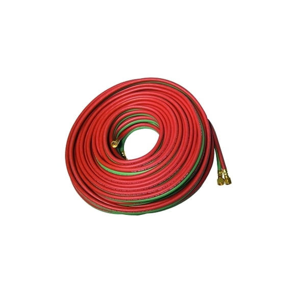 Grade T Twin-Line Welding Hose, 3/16 in, 25 ft, BB Fittings, Fuel Gases and Oxygen