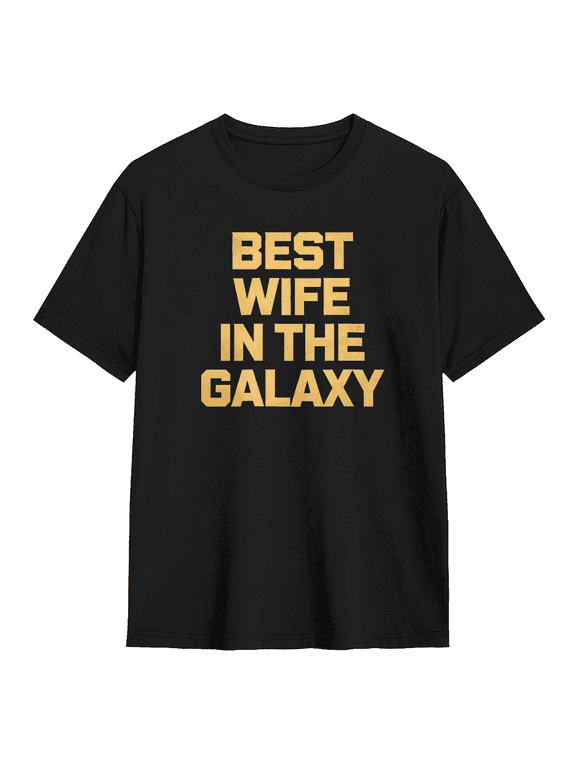 Best Wife In The Galaxy Slogan Retro Graphic Tee for Women, Mom Mother's Day Gift Cotton Short Sleeves T-Shirt