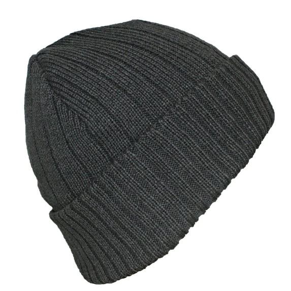 Best Winter Hats Adult Rib Knit Cuffed Beanie W/Soft Plush Lining - Gray