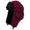 thumbnail image 1 of Best Winter Hats Adult Russian/Aviator Faux Suede Leather w/Faux Fur (One Size) - Maroon, 1 of 3