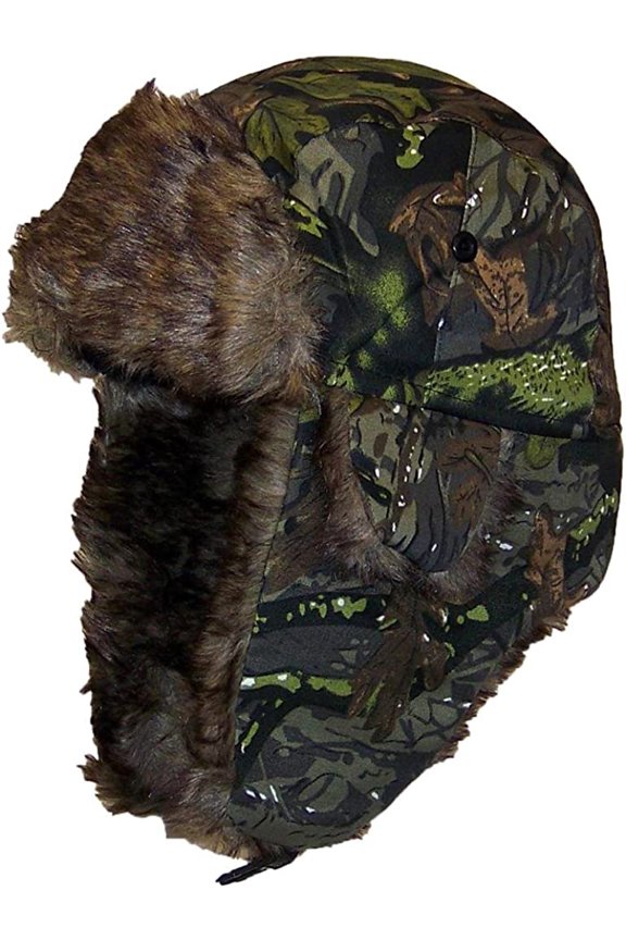 Adult Tree Camouflage Russian/Hunters W/Soft Faux Fur Winter Cap(One Size) Forest 1