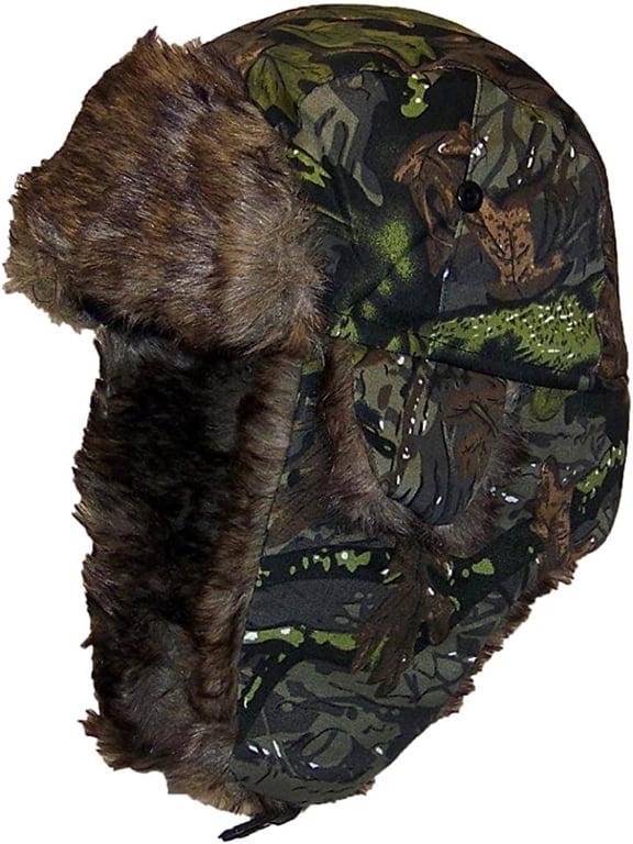 Adult Tree Camouflage Russian/Hunters W/Soft Faux Fur Winter Cap(One Size) Forest 1