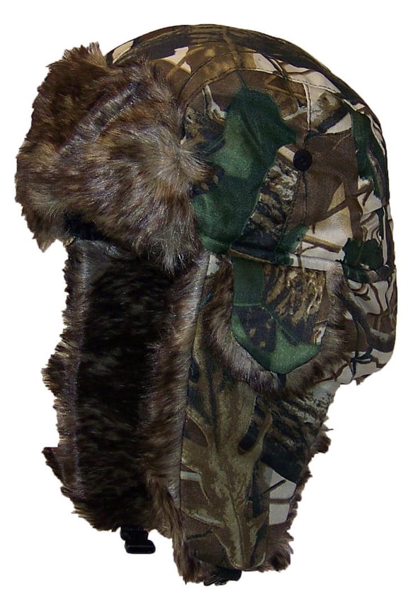 Adult Tree Camouflage Russian/Hunters W/Soft Faux Fur Winter Hat (One Size) - Autumn
