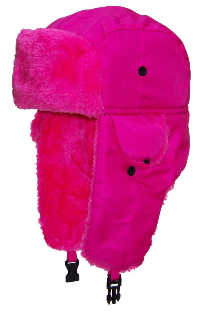 Pink Furry Kids Hat Faux Fur Kids Hat Pink With Ears And Chin Strap Size 2-4  main image 3