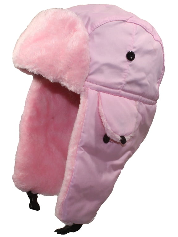 Big Kids Nylon Russian/Aviator Winter Hat (One Size) - Light Pink