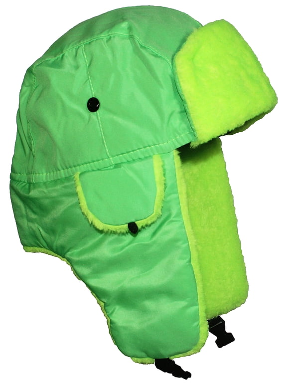 Lightweight Neon Russian/Trooper Faux Fur Hat (One Size) - Green