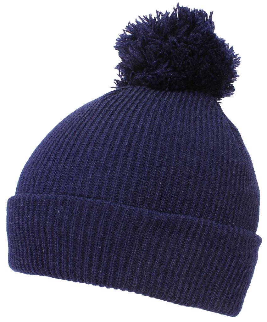 Best Winter Hats Quality Rib Knit Solid Color Cuffed Hat W/Pom Pom - Navy - image 1 of 3