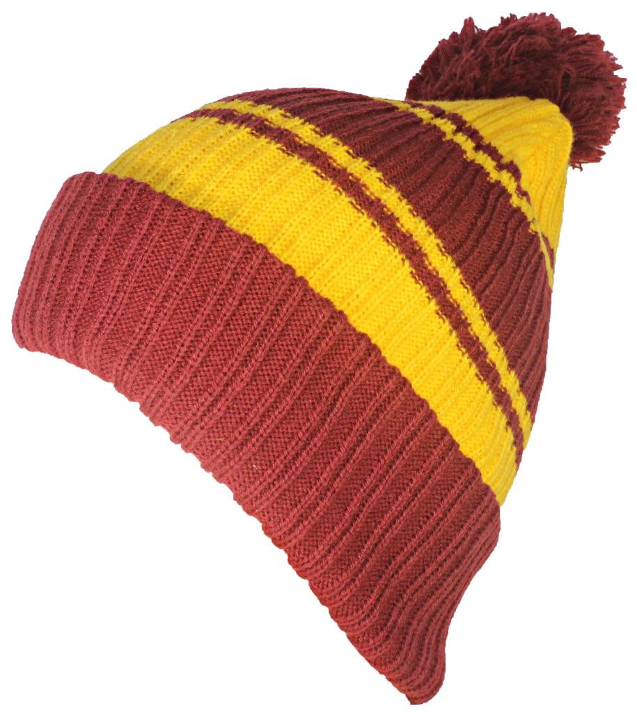 Red and Yellow Knit Winter Hats I believe™ red & gold knit beanie with We are awesome™ on  main image 3