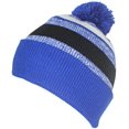 thumbnail image 1 of Best Winter Hats Quality Variegated Stripe Solid Cuff Beanie W/Large Pom - Royal Blue/Black, 1 of 4