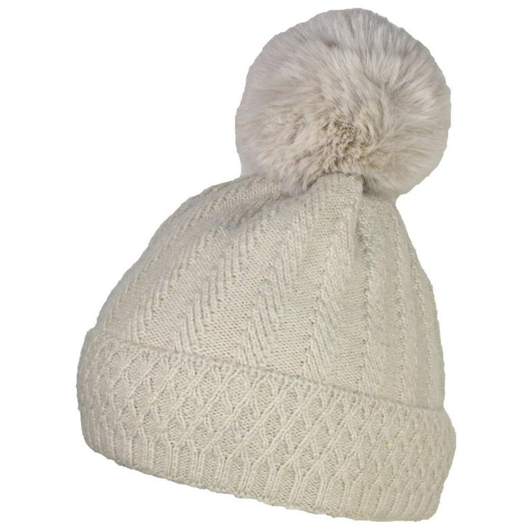 Best Winter Hats Quality Womens Knit Cap Plush Lined W/Large Pom