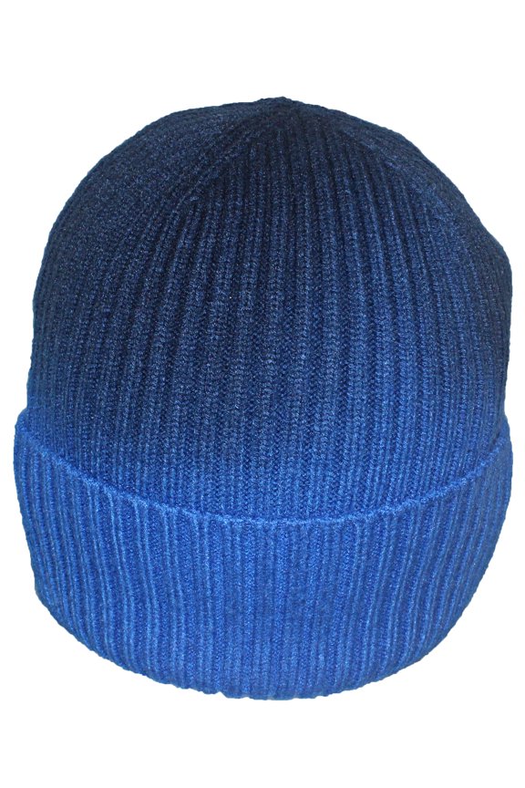 Tight Rib Knit Gradient Color Cuffed Beanie Cap - Blue