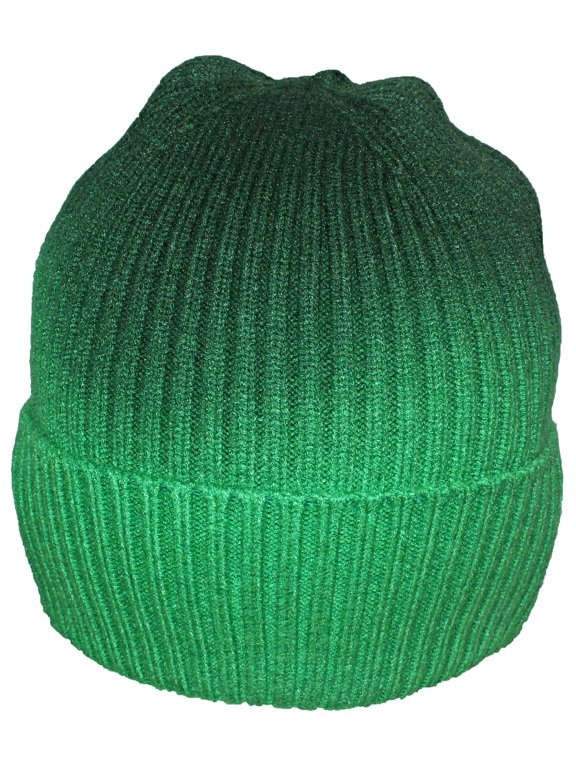 Tight Rib Knit Gradient Color Cuffed Beanie Cap - Green