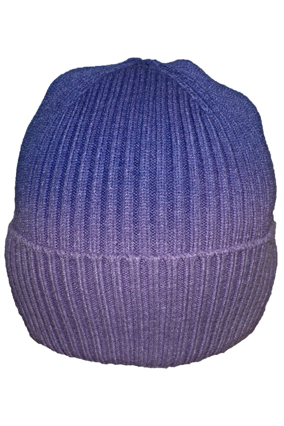 Tight Rib Knit Gradient Color Cuffed Beanie Cap - Purple