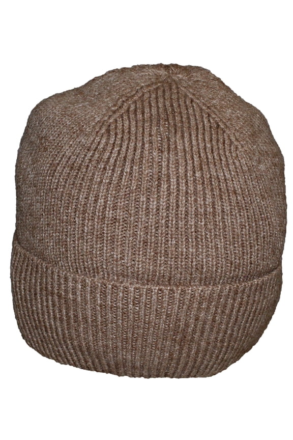 Tight Rib Knit Solid Color Cuffed Plush Lined Beanie Cap - Khaki