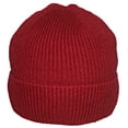 thumbnail image 1 of Best Winter Hats Tight Rib Knit Solid Color Cuffed Plush Lined Beanie Cap - Red, 1 of 5