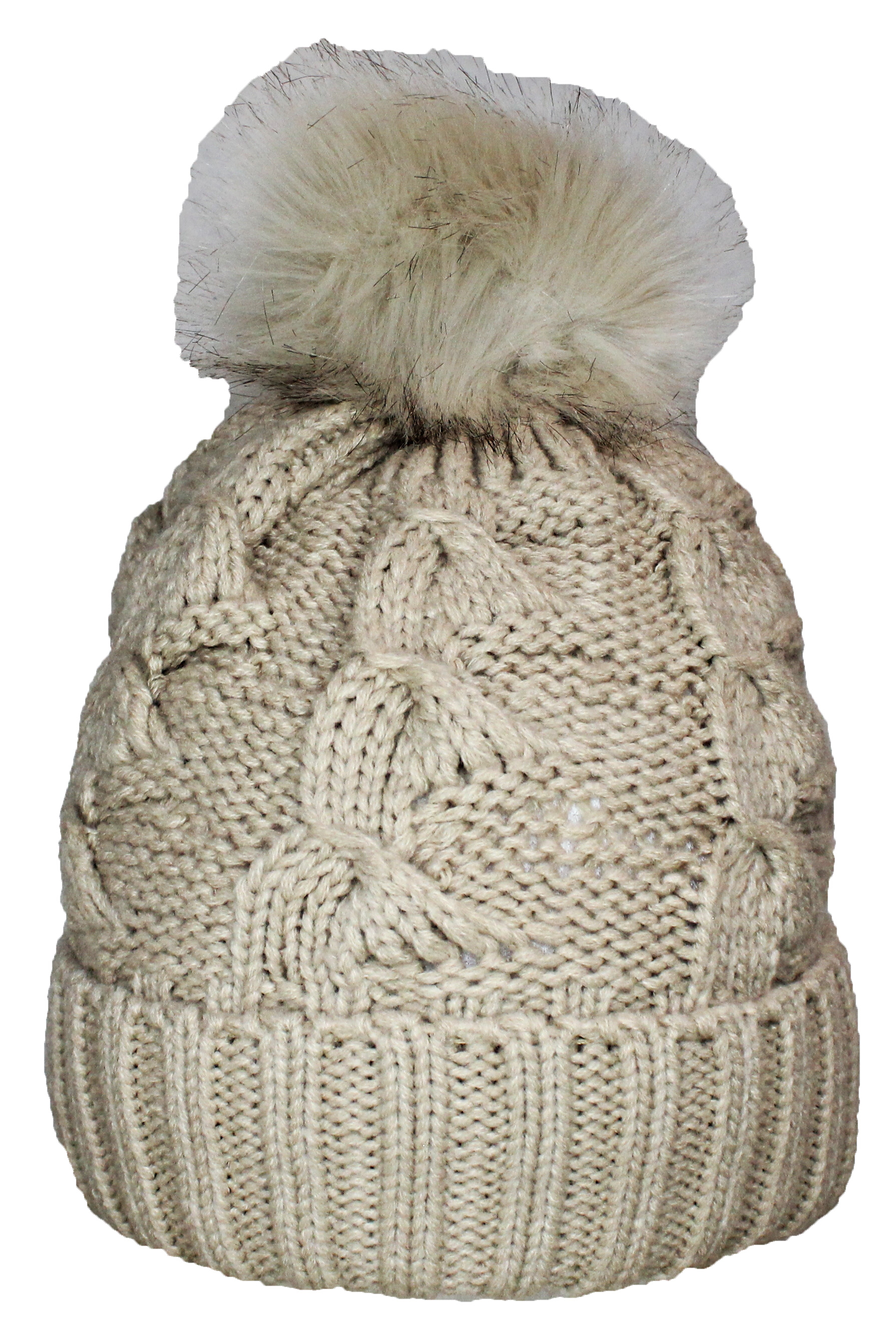 Best Winter Hats Womens Cable Knit Cuffed Beanie W/Plush  display picture 1