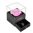 thumbnail image 1 of Best-Wishes Everlasting Flower Rose Gift Box + Necklace (Eternal Flower Bright Pink Gift Box + Gold-Arc Heart Necklace),Valentine'S Day Mother'S Day Handmade Rose Box Jewelry Box, 1 of 9