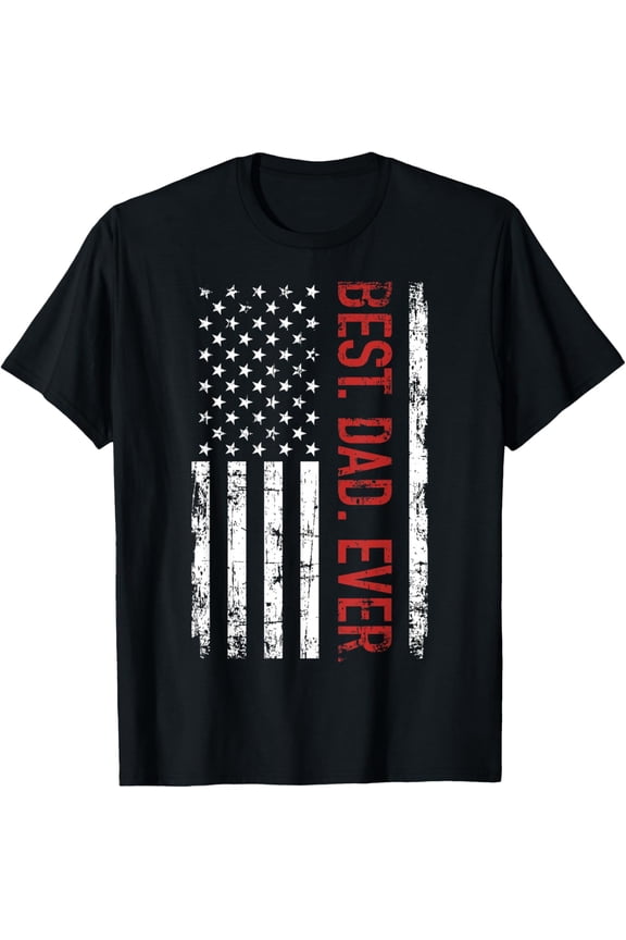 Best dad ever US american flag gift for father's day Short Sleeve T-Shirt