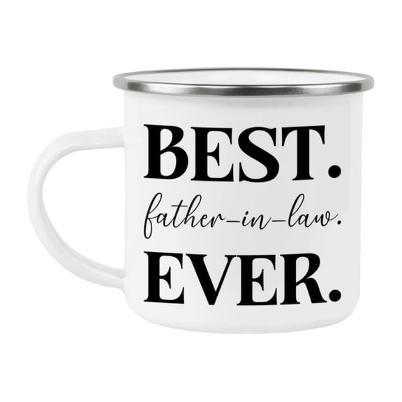 Best father-in-law Ever Coffee Mug, father-in-law Superlative 12oz White Enamel Camping Mug, Stainless Steel Mug Gift for father-in-law