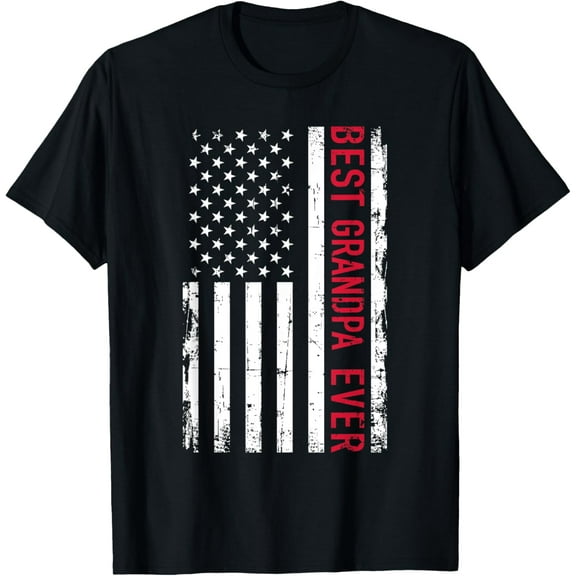 Best grandpa ever US american flag T-Shirt100% cotton short-sleeved shirt for both men and women