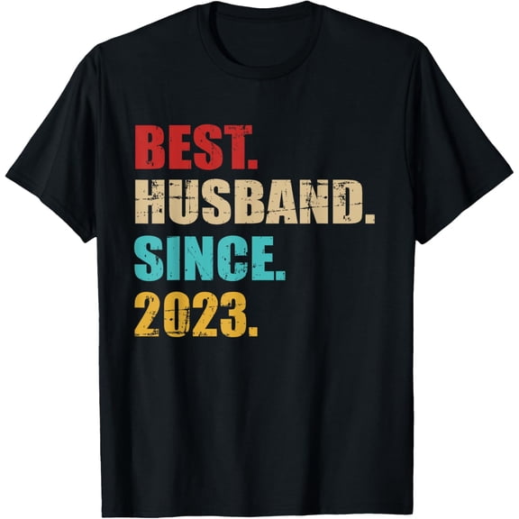Best husband since 2023 for 1st wedding anniversary T-ShirtMen and women, White Black T-shirt, size: Extra large S-4XL