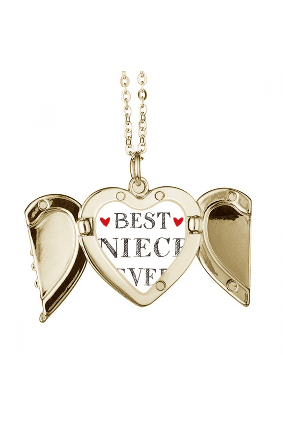 Best niece ever Quote Heart Folded Wings Peach Heart Pendant Necklace