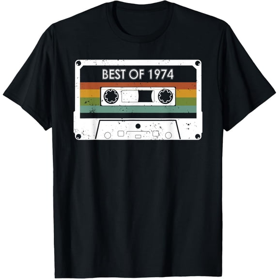 Best of 1974 48th Birthday Vintage Cassette Tape T-Shirt mens t shirt，black，women，funny，misfits，men，journey，t-shirt