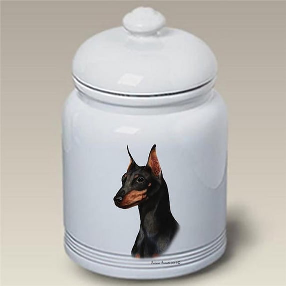 Best of Breed 561191 Miniature Pincsher Black & Tan Cropped Stoneware Ceramic Doggie Treat Jar